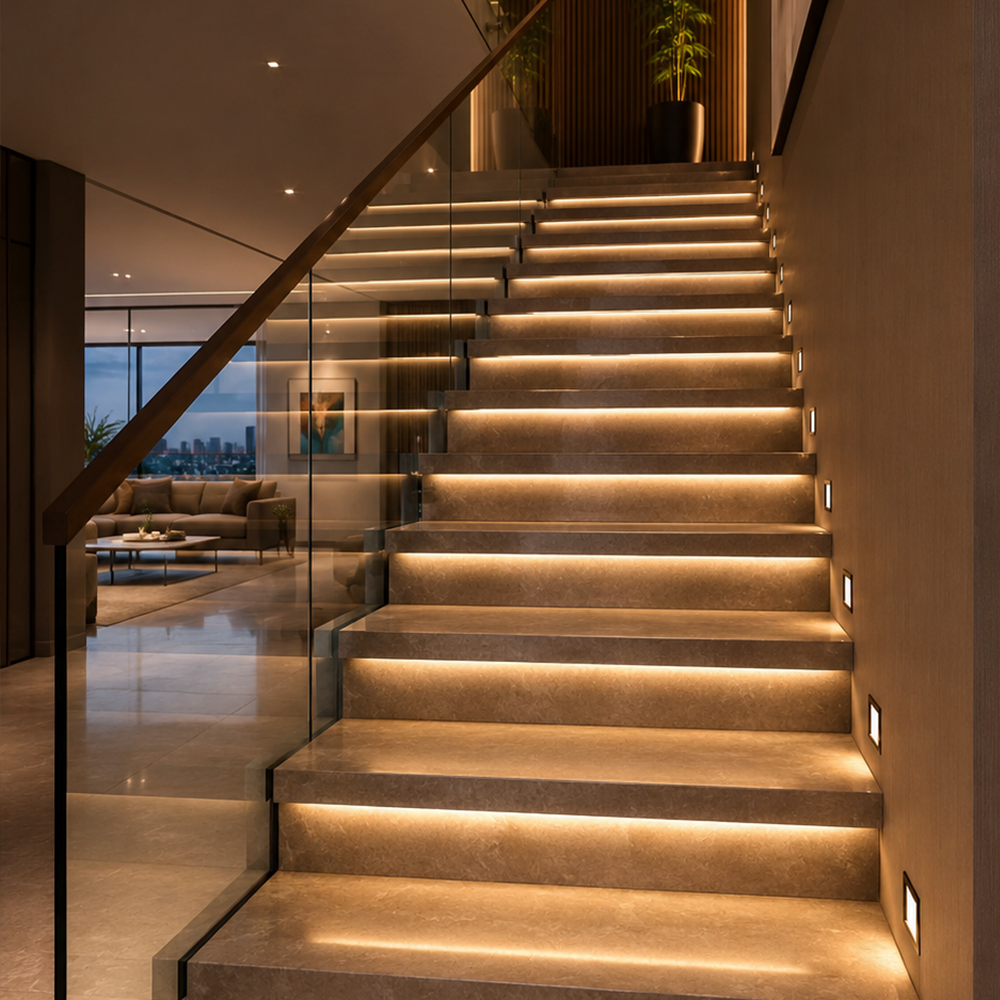 Escada com iluminação LED inteligente Focus Smart Home